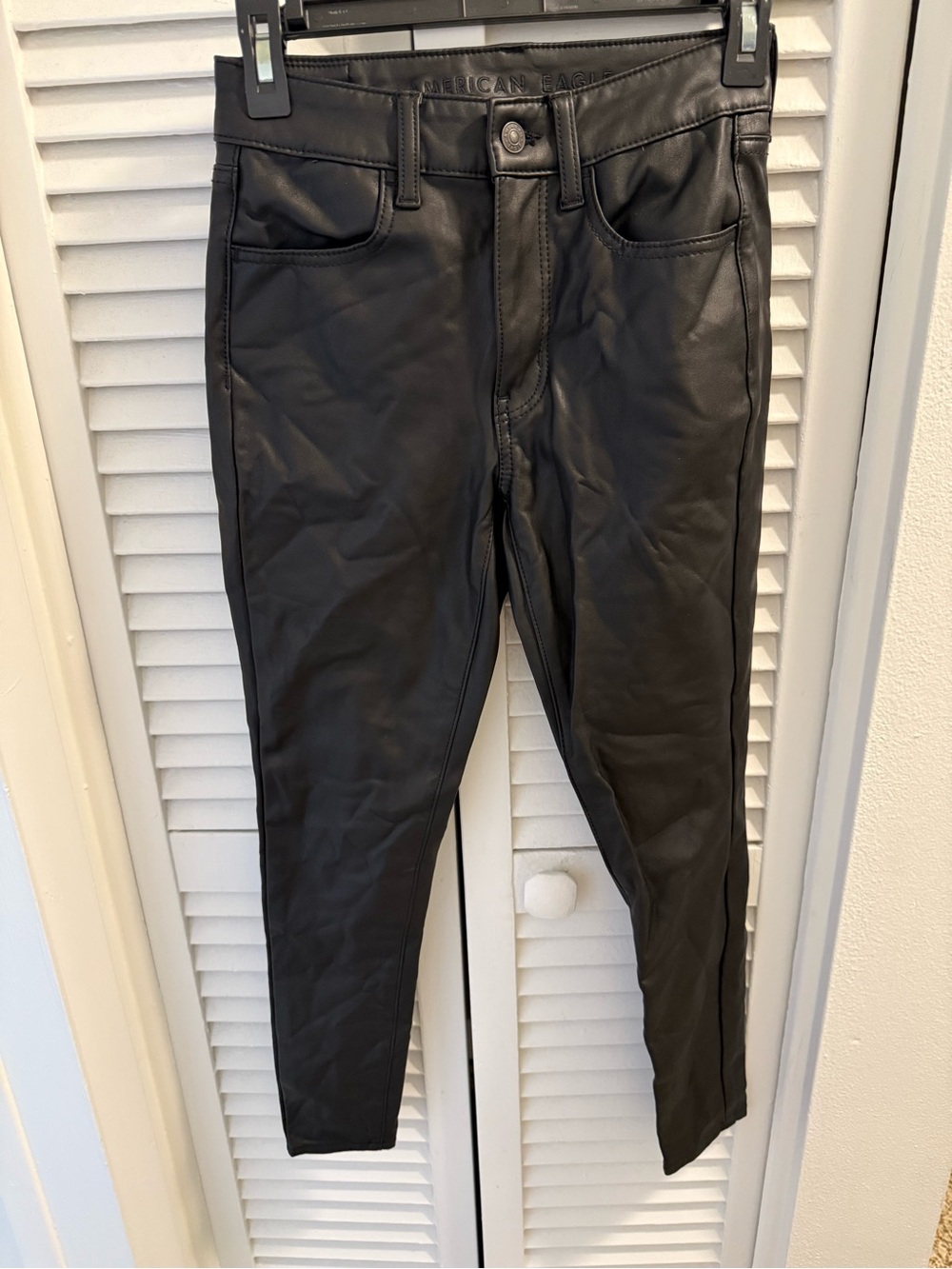 American Eagle Outfitters Black Faux Leather Skinny Jeans